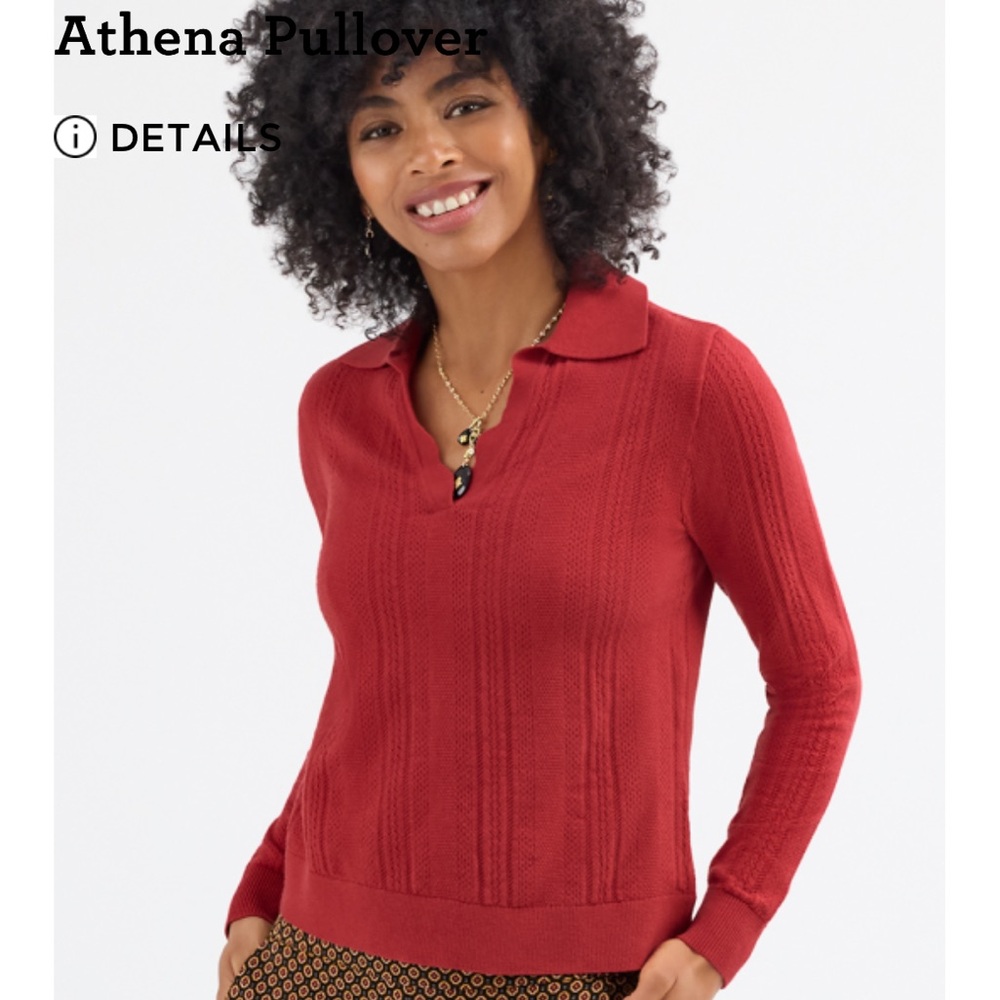 Cabi Athena Women's V-Neck Red Sweater Fall 2024